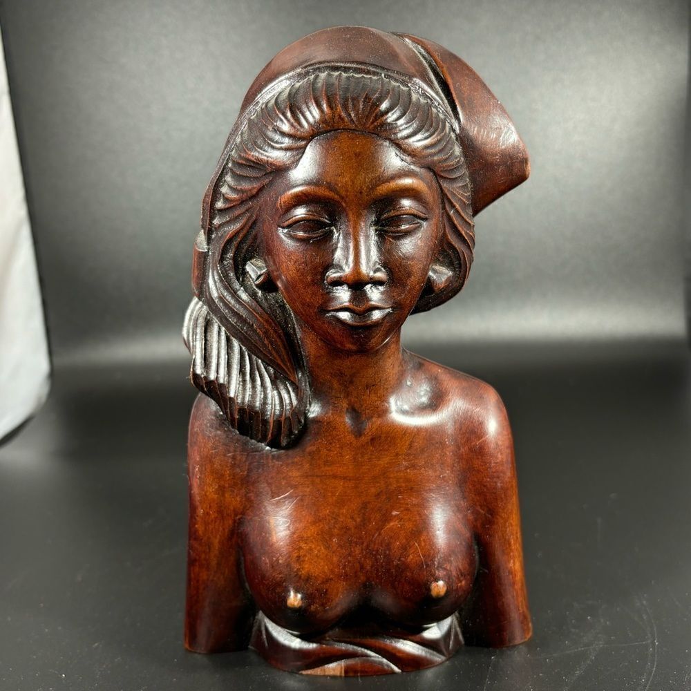 Vintage Wood Carved Art Nude Island Woman‎ Klungkung DPR Bali 6.5”